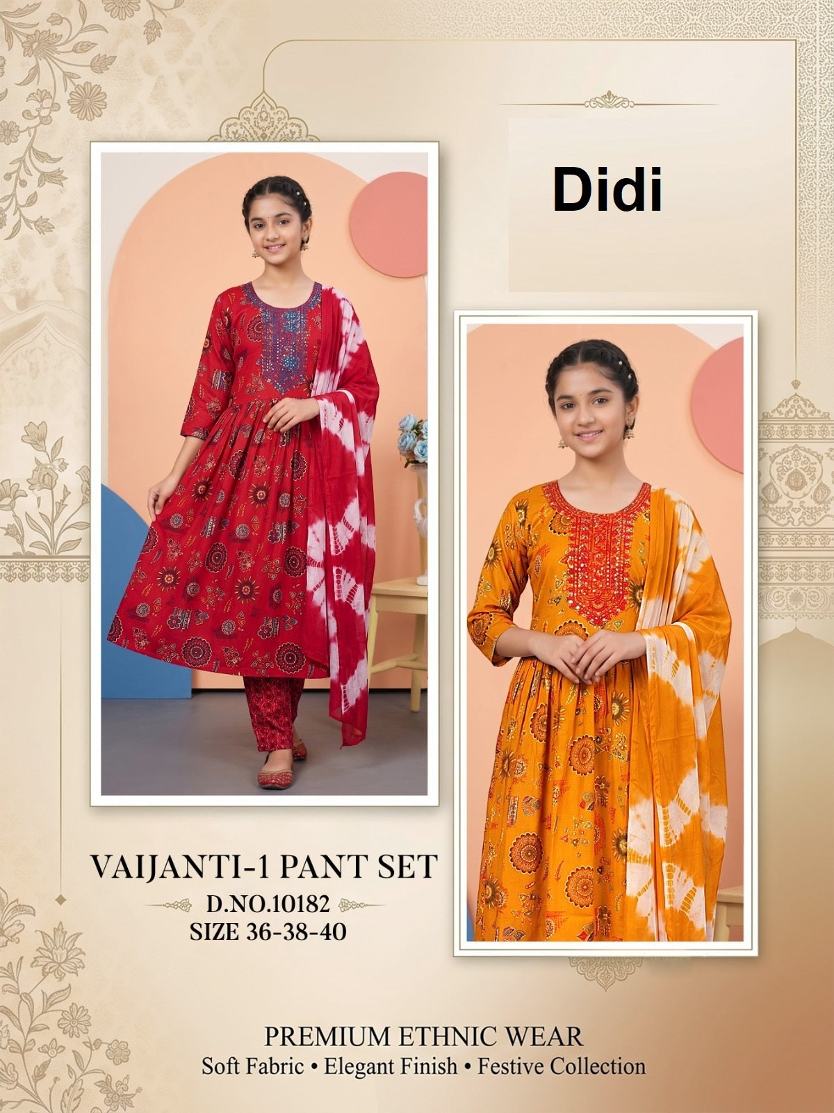 Vaijanti 1 Dn 10182 Didi Capsule Print Girls Readymade Pant Suits Wholesale Price