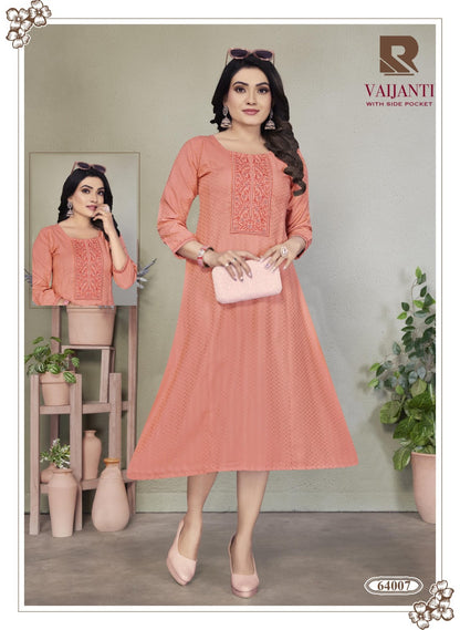 Vaijanti Raashi Rayon A-Line Kurti Wholesaler Gujarat