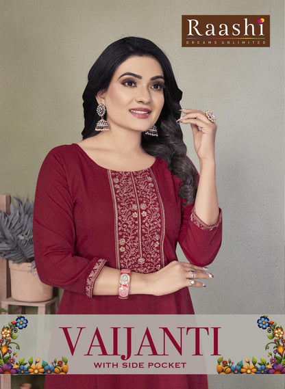 Vaijanti Raashi Rayon A-Line Kurti Wholesaler Gujarat