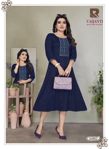 Vaijanti Raashi Rayon A-Line Kurti Wholesaler Gujarat