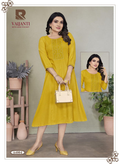 Vaijanti Raashi Rayon A-Line Kurti Wholesaler Gujarat