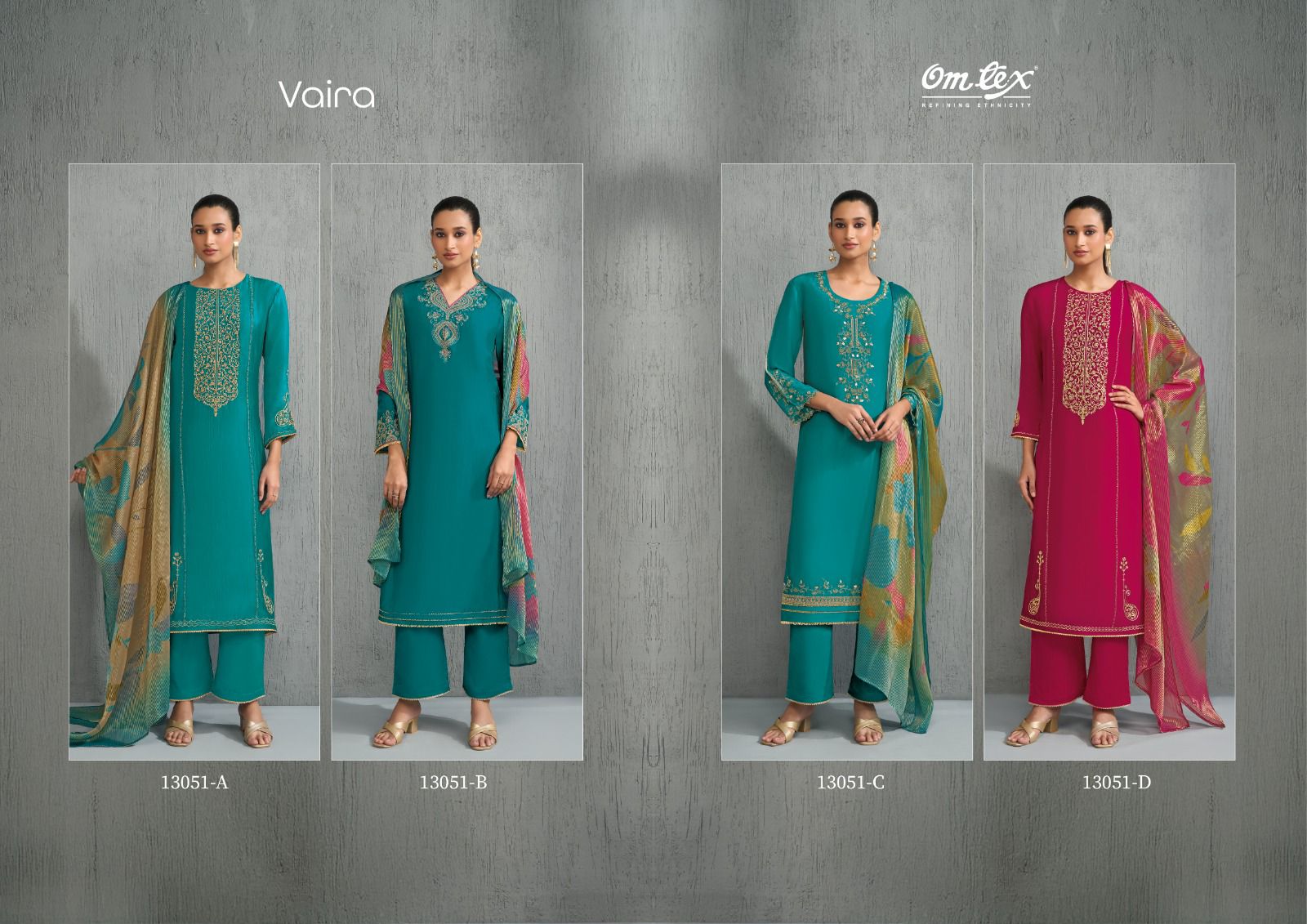 Vaira Omtex Silk Pant Style Suits Wholesale Price