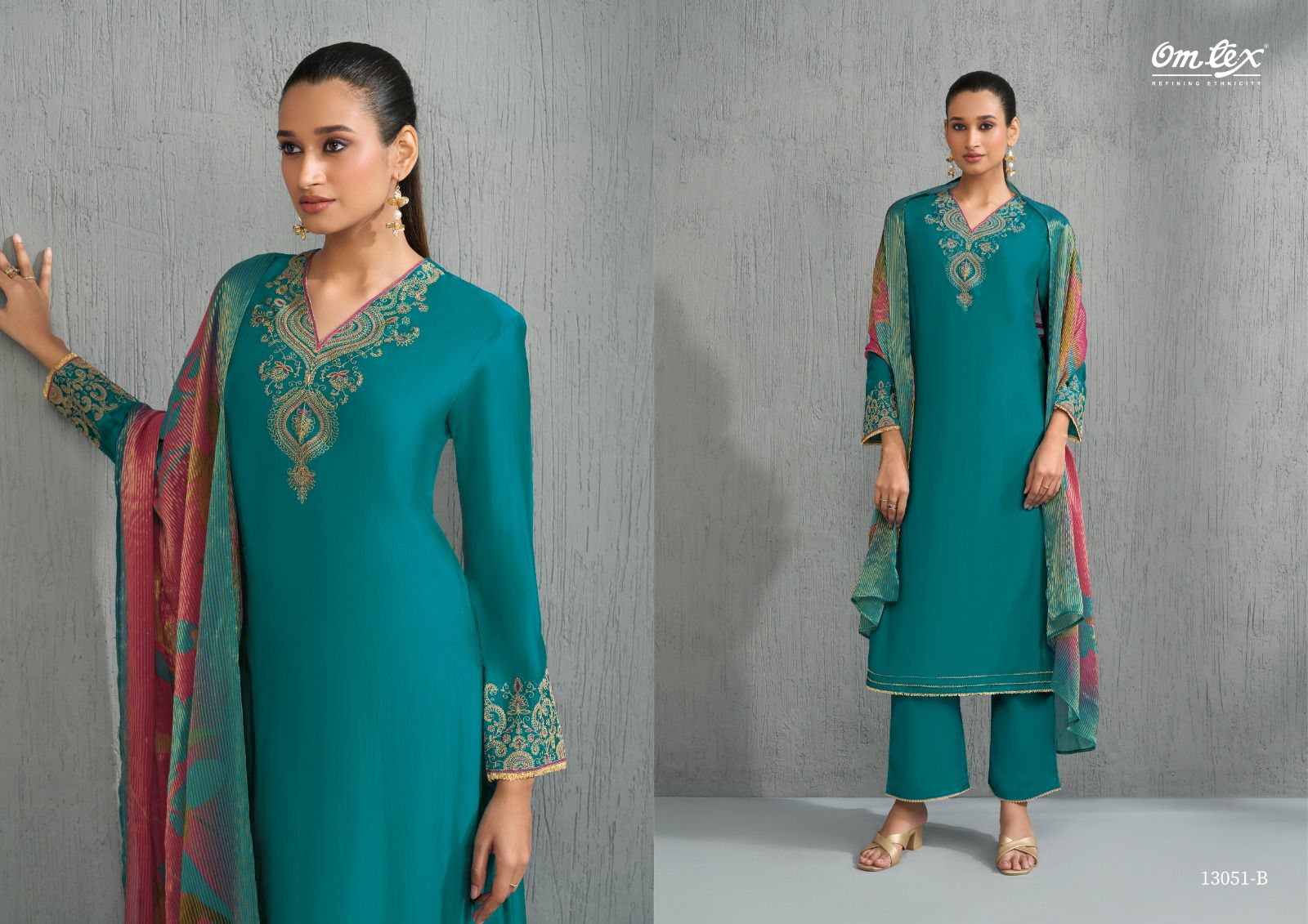 Vaira Omtex Silk Pant Style Suits Wholesale Price