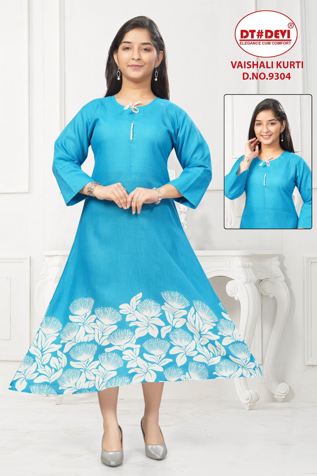 Vaishali Dn 9304 Dt Devi Reyon Girls Anarkali Kurti Wholesale