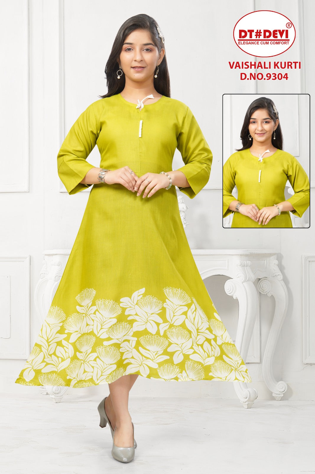 Vaishali Dn 9304 Dt Devi Reyon Girls Anarkali Kurti Wholesale