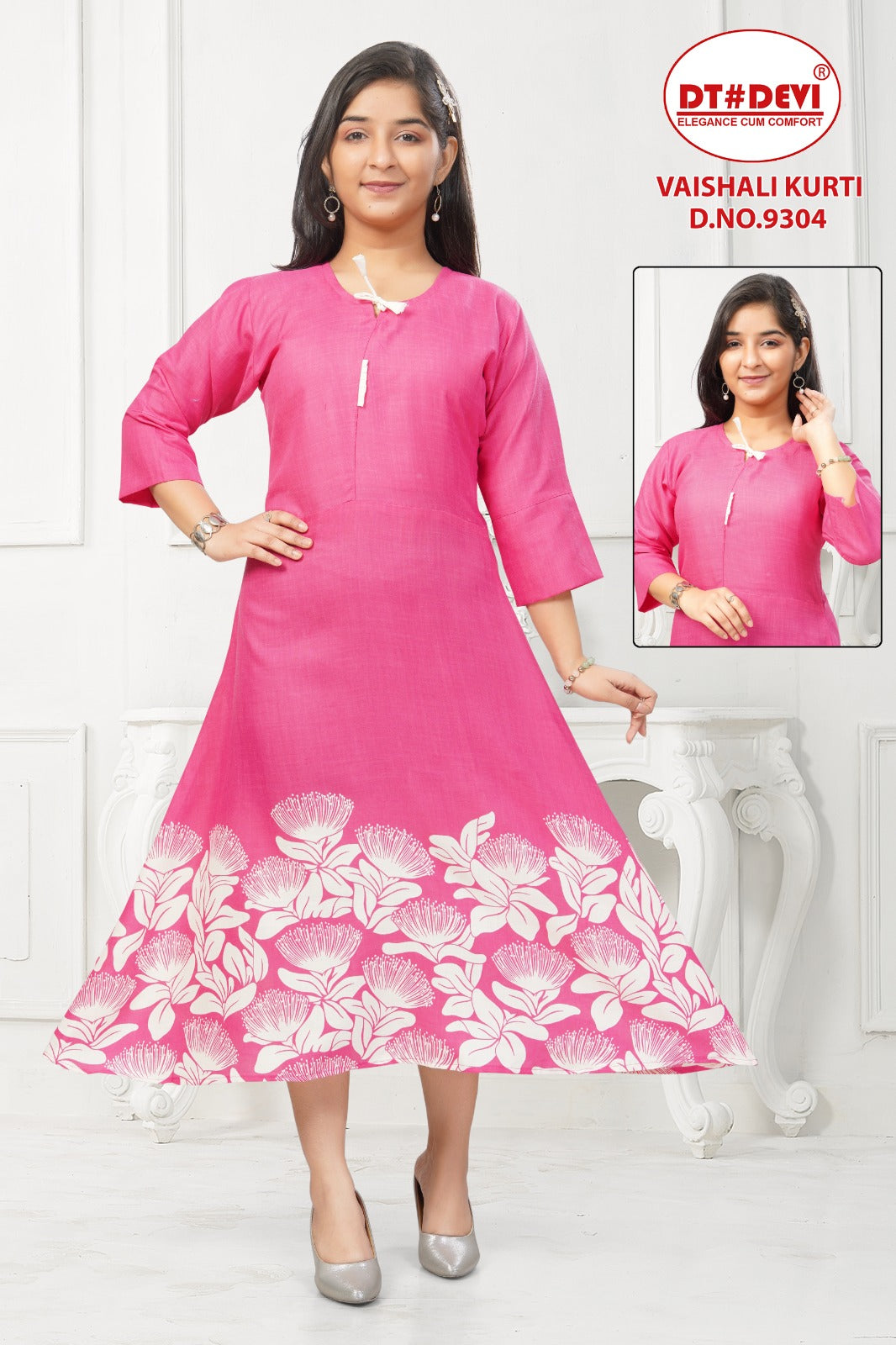 Vaishali Dn 9304 Dt Devi Reyon Girls Anarkali Kurti Wholesale