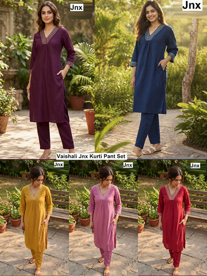 Vaishali Jnx Cotton Kurti Pant Set Wholesaler