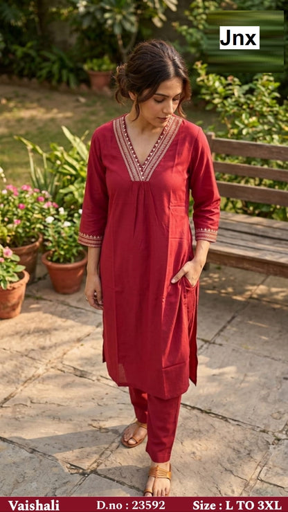 Vaishali Jnx Cotton Kurti Pant Set Wholesaler