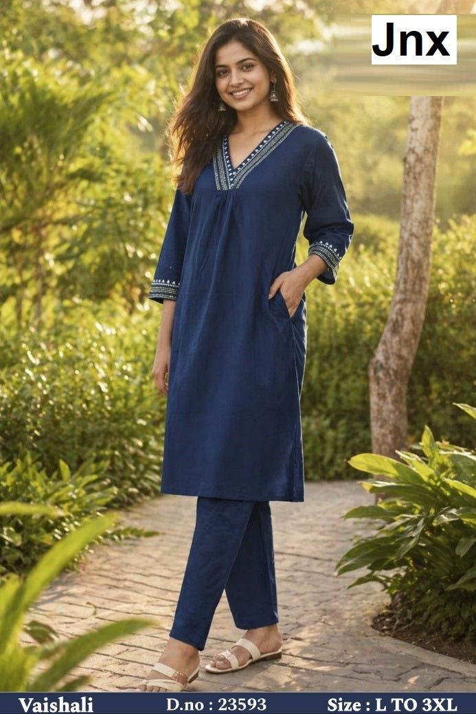 Vaishali Jnx Cotton Kurti Pant Set Wholesaler