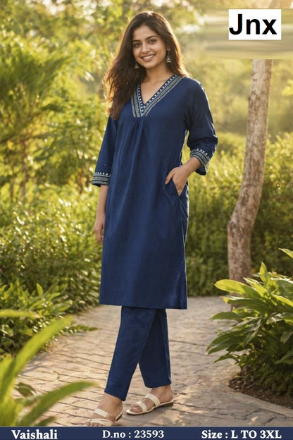 Vaishali Jnx Cotton Kurti Pant Set Wholesaler