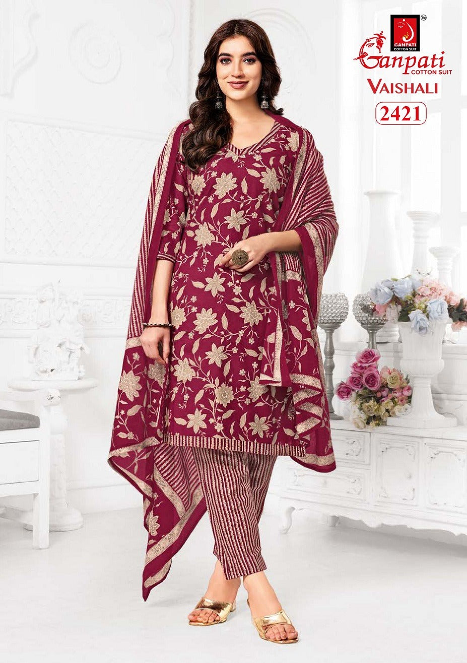 Vaishali Vol 10 Ganpati Cotton Readymade Pant Style Suits Manufacturer India