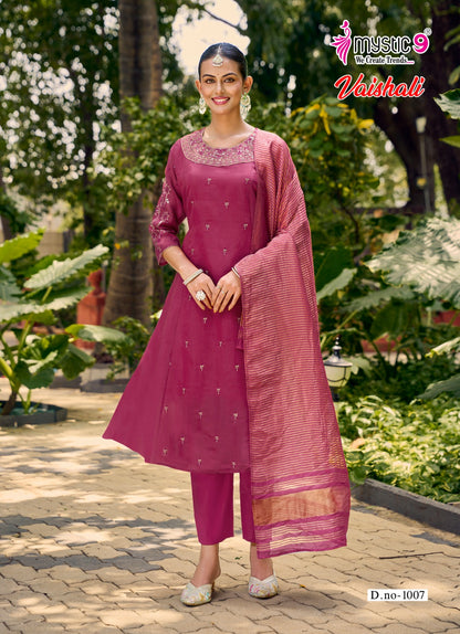 Vaishali Vol 1 Mystic 9 Chanderi Readymade Anarkali Suits Manufacturer India