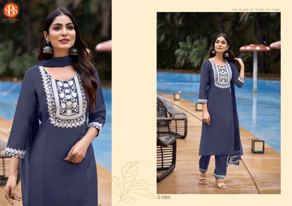 Vaishnavi Sbs Zara Silk Readymade Pant Style Suits Supplier