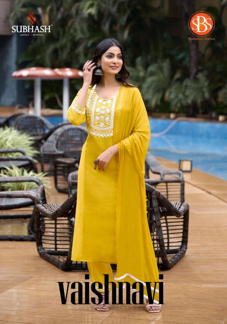 Vaishnavi Sbs Zara Silk Readymade Pant Style Suits Supplier