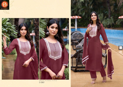 Vaishnavi Sbs Zara Silk Readymade Pant Style Suits Supplier