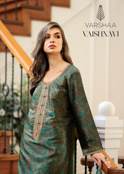 Vaishnavi Varsha Fashions Tussar Silk Pant Style Suits Supplier Gujarat