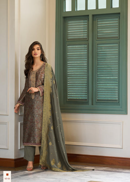 Vaishnavi Varsha Fashions Tussar Silk Pant Style Suits Supplier Gujarat
