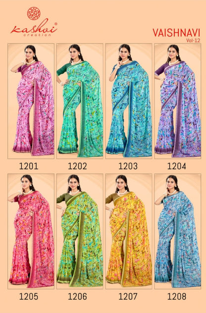 Vaishnavi Vol 12 Kashvi Creation Georgette Sarees Supplier Ahmedabad