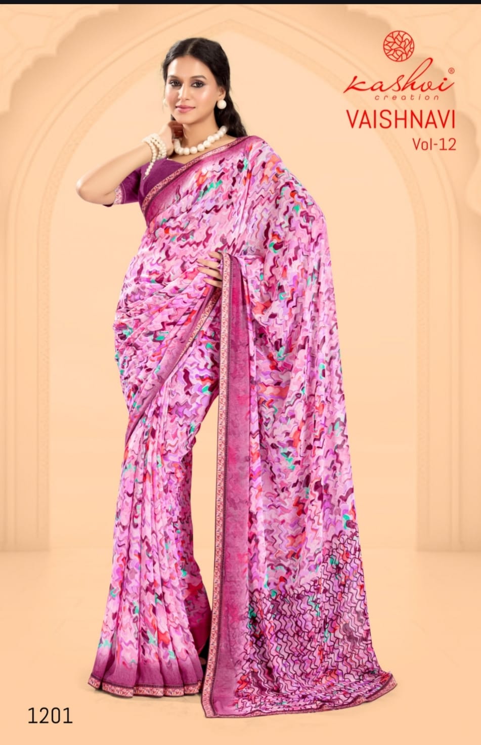 Vaishnavi Vol 12 Kashvi Creation Georgette Sarees Supplier Ahmedabad