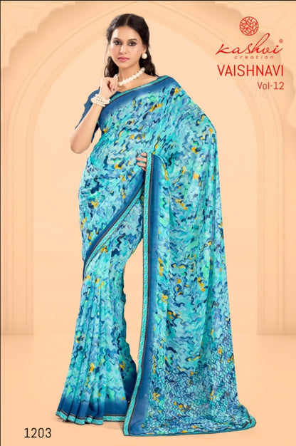 Vaishnavi Vol 12 Kashvi Creation Georgette Sarees Supplier Ahmedabad