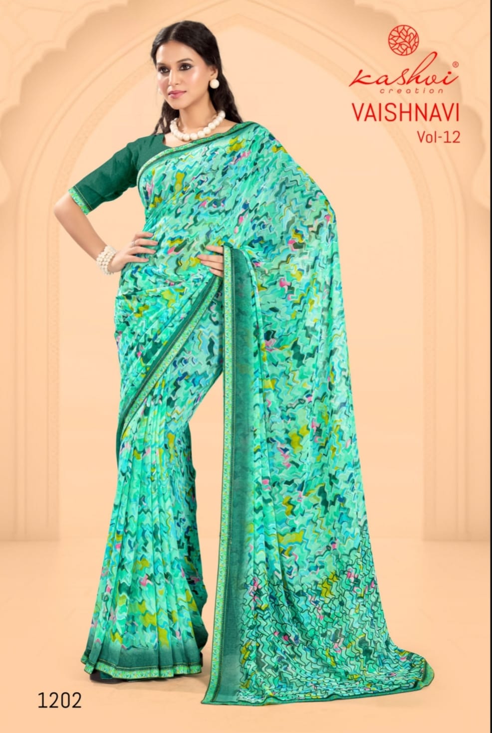 Vaishnavi Vol 12 Kashvi Creation Georgette Sarees Supplier Ahmedabad