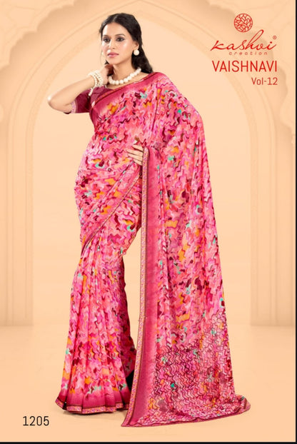 Vaishnavi Vol 12 Kashvi Creation Georgette Sarees Supplier Ahmedabad
