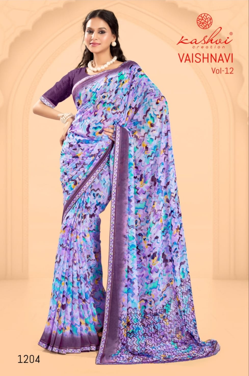 Vaishnavi Vol 12 Kashvi Creation Georgette Sarees Supplier Ahmedabad