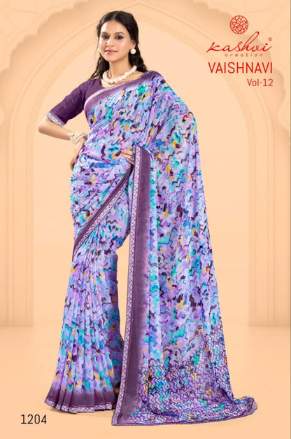 Vaishnavi Vol 12 Kashvi Creation Georgette Sarees Supplier Ahmedabad