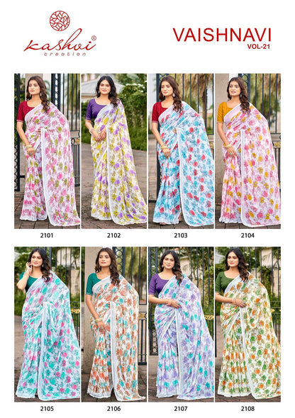 Vaishnavi Vol 21 Kashvi Creation Georgette Sarees Wholesaler India