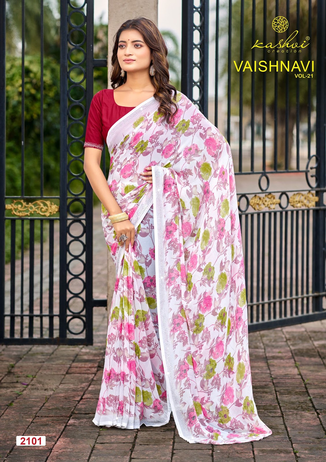 Vaishnavi Vol 21 Kashvi Creation Georgette Sarees Wholesaler India