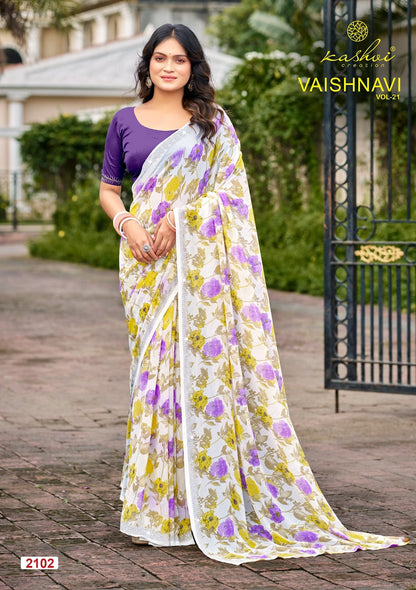 Vaishnavi Vol 21 Kashvi Creation Georgette Sarees Wholesaler India