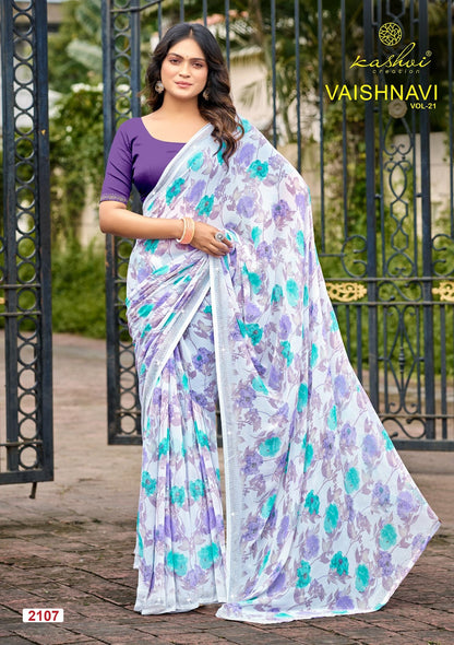 Vaishnavi Vol 21 Kashvi Creation Georgette Sarees Wholesaler India