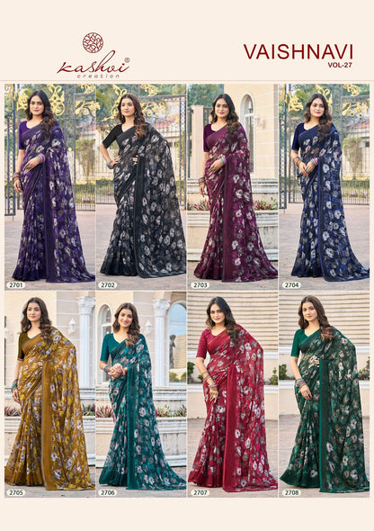 Vaishnavi Vol 27 Kashvi Creation Georgette Sarees Manufacturer Gujarat