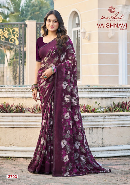 Vaishnavi Vol 27 Kashvi Creation Georgette Sarees Manufacturer Gujarat