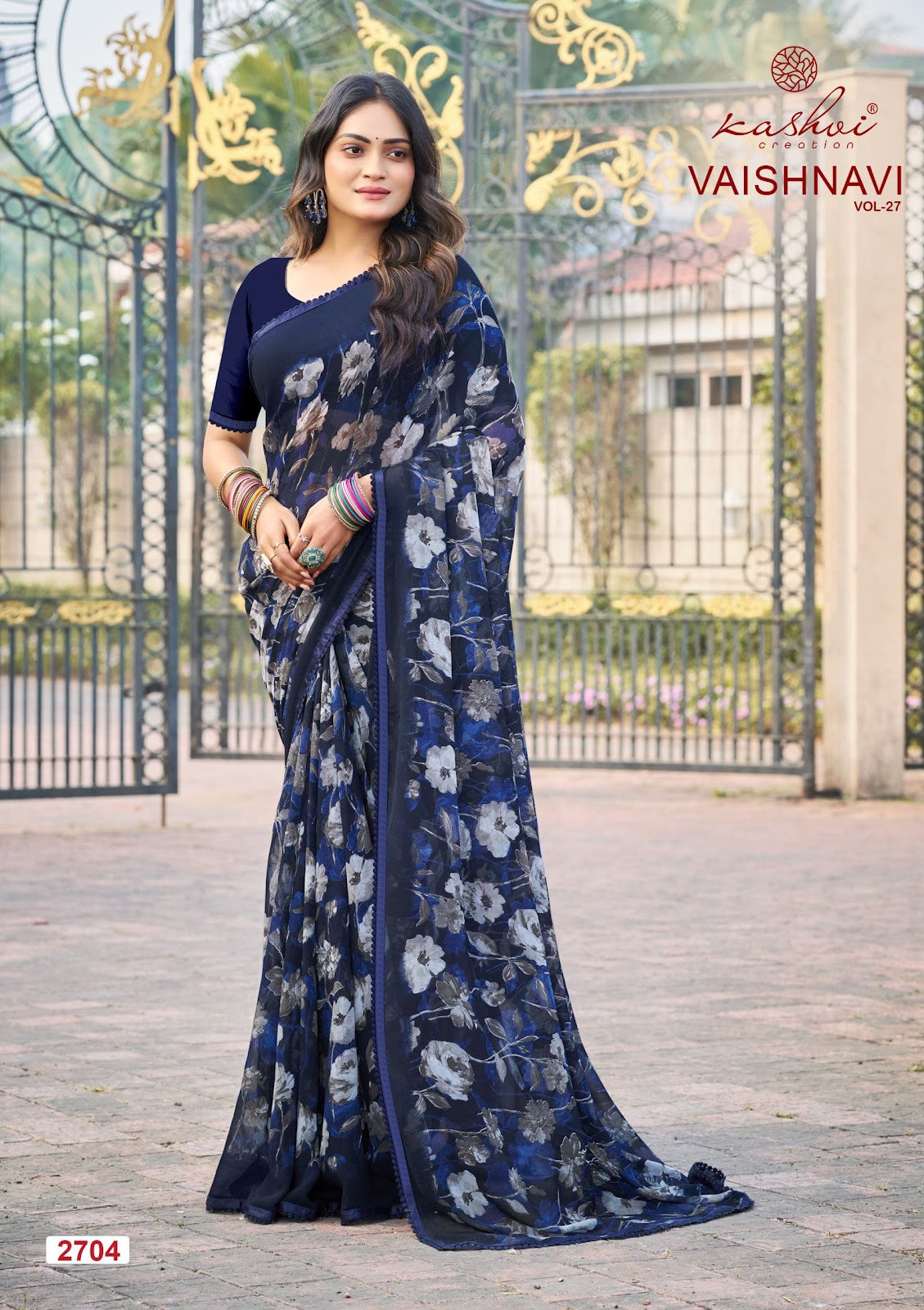 Vaishnavi Vol 27 Kashvi Creation Georgette Sarees Manufacturer Gujarat