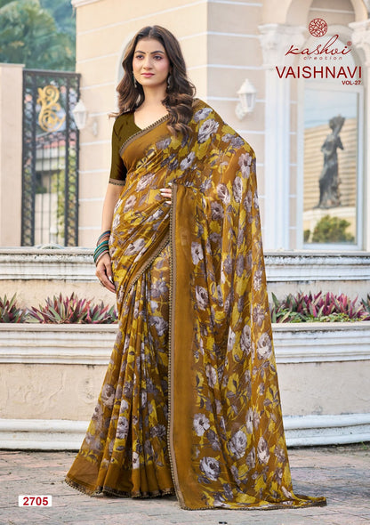 Vaishnavi Vol 27 Kashvi Creation Georgette Sarees Manufacturer Gujarat