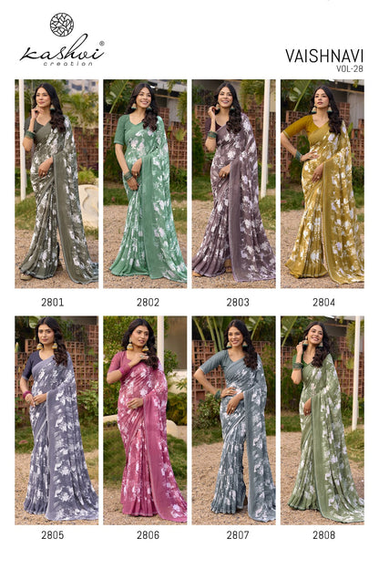 Vaishnavi Vol 28 Kashvi Creation Georgette Sarees Wholesale Price