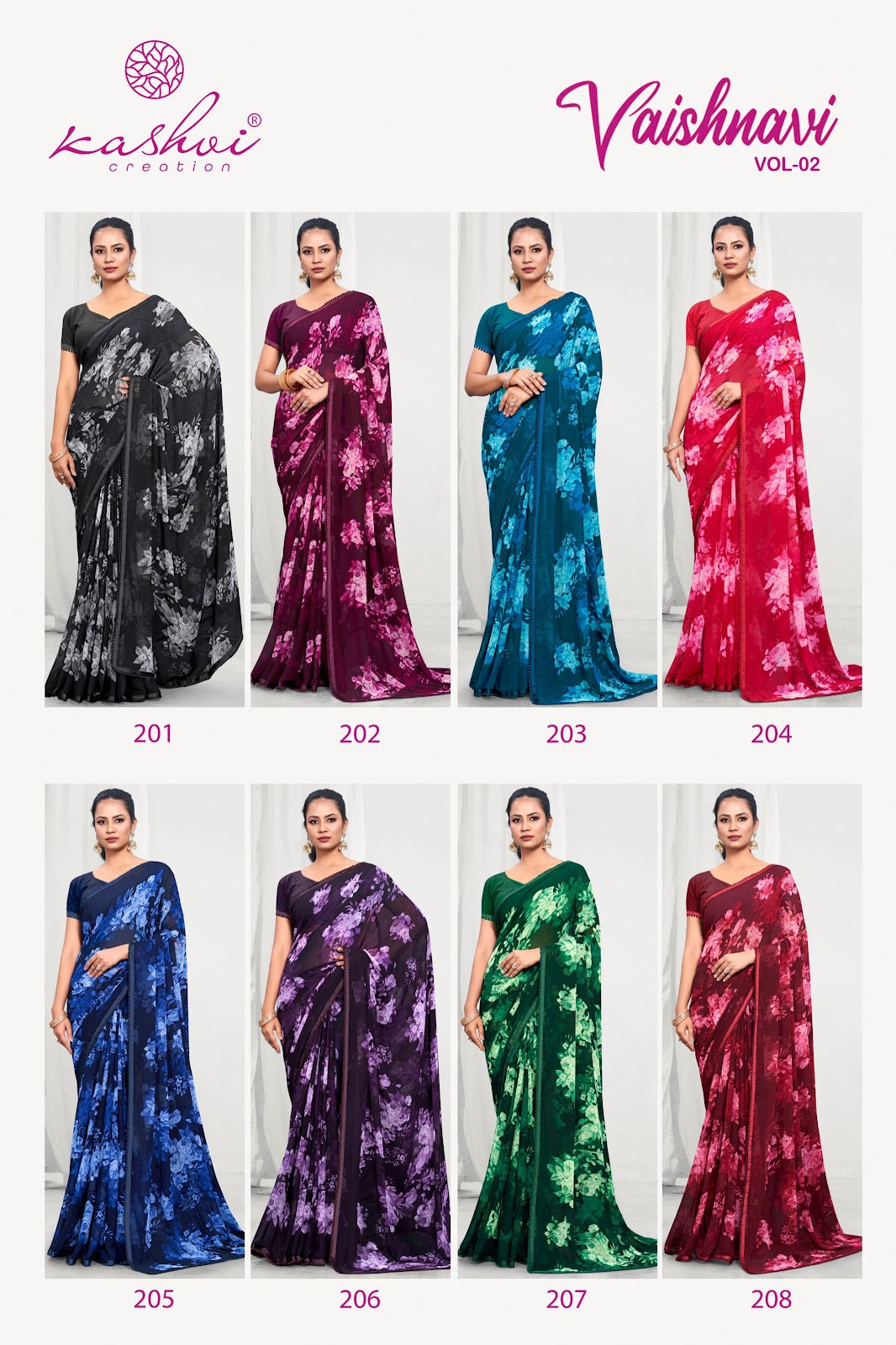 Vaishnavi Vol 2 Kashvi Creation Georgette Sarees Supplier Gujarat