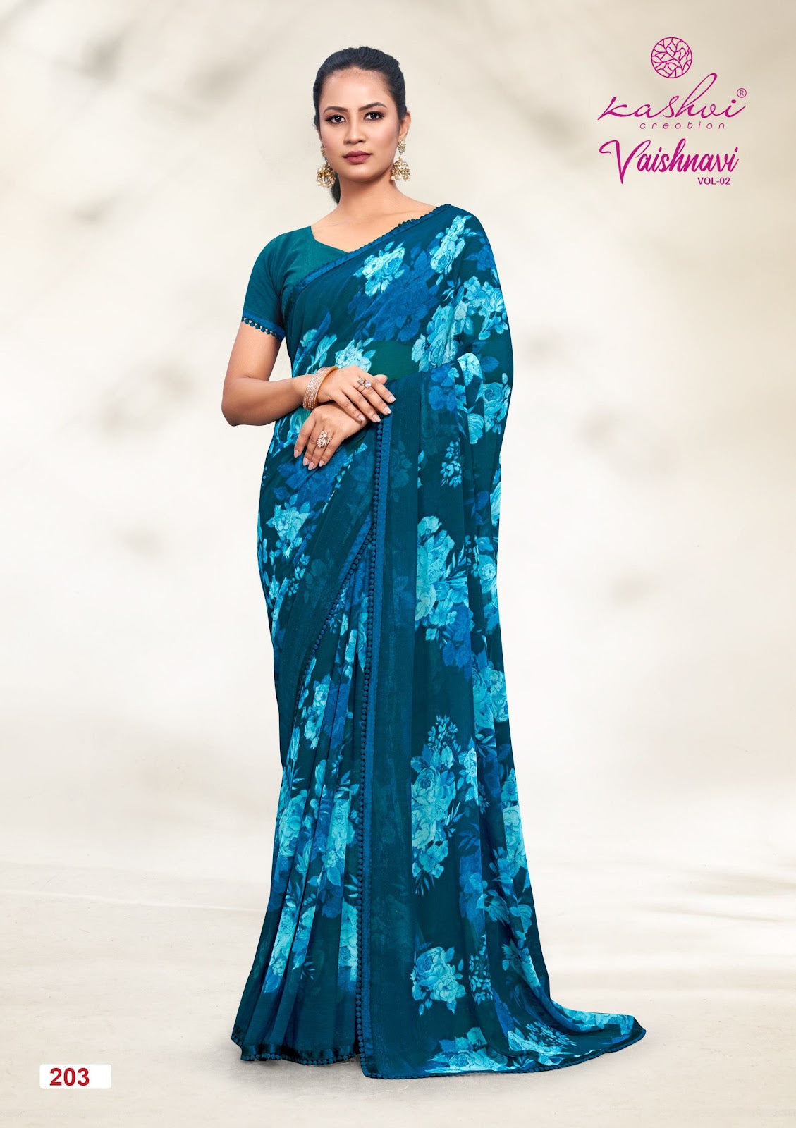 Vaishnavi Vol 2 Kashvi Creation Georgette Sarees Supplier Gujarat