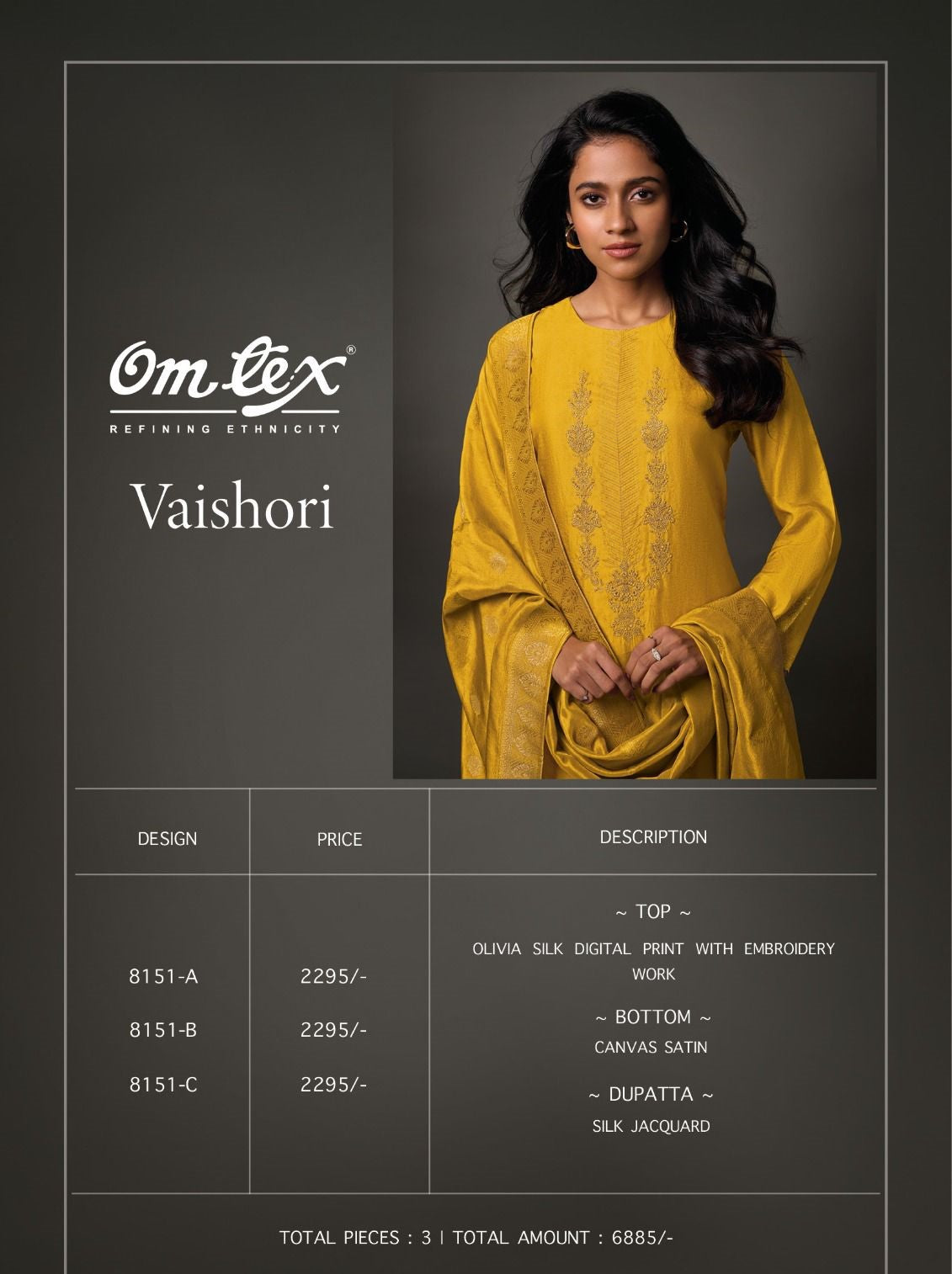 Vaishori Omtex Silk Pant Style Suits Wholesale