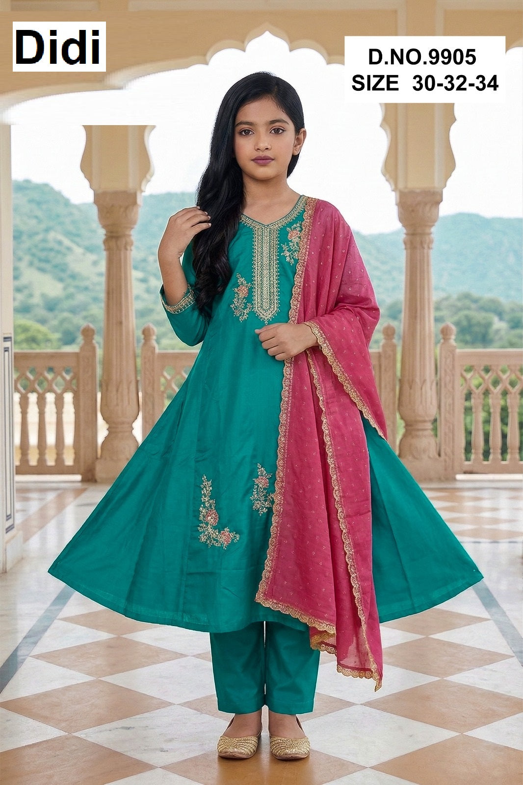 Vakti 1 Dn 9905 Didi Vichitra Silk Girls Readymade Pant Suits Wholesale Rate