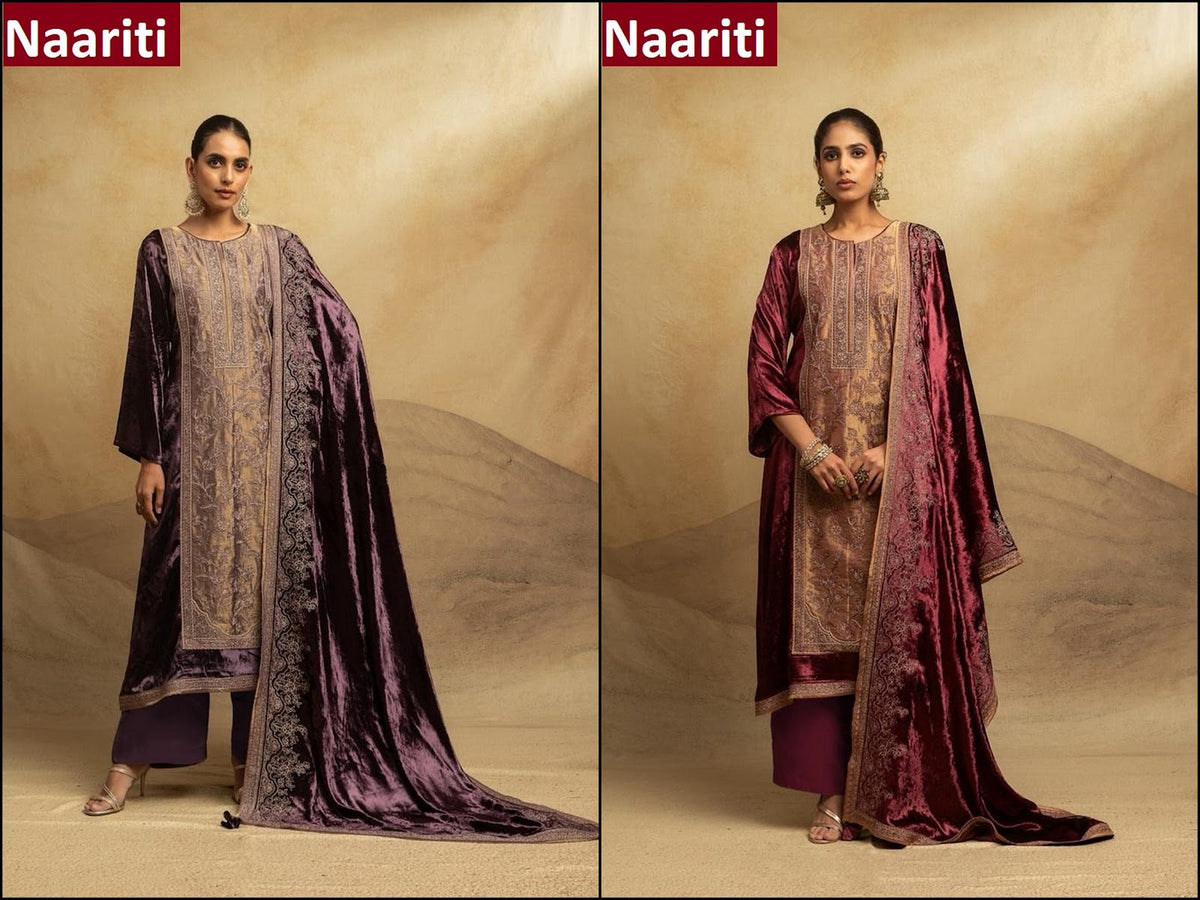 Vakya 2850 Naariti Velvet Suits Exporter Gujarat
