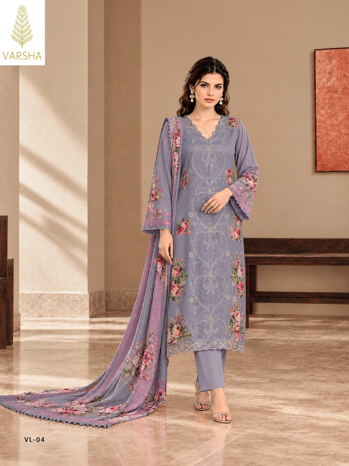 Valencia Varshaa Viscose Pashmina Suits Supplier Gujarat