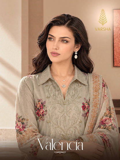 Valencia Varshaa Viscose Pashmina Suits Supplier Gujarat