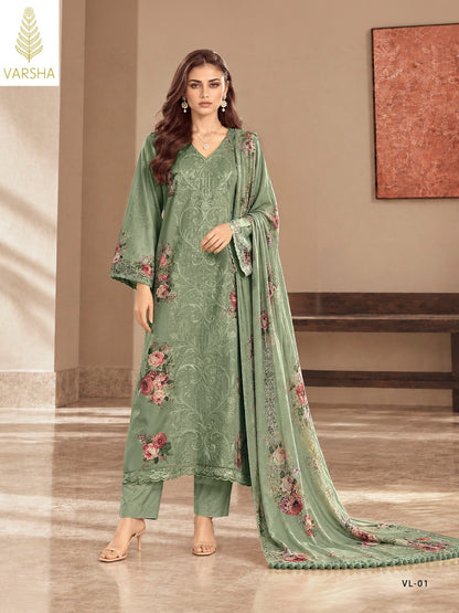 Valencia Varshaa Viscose Pashmina Suits Supplier Gujarat