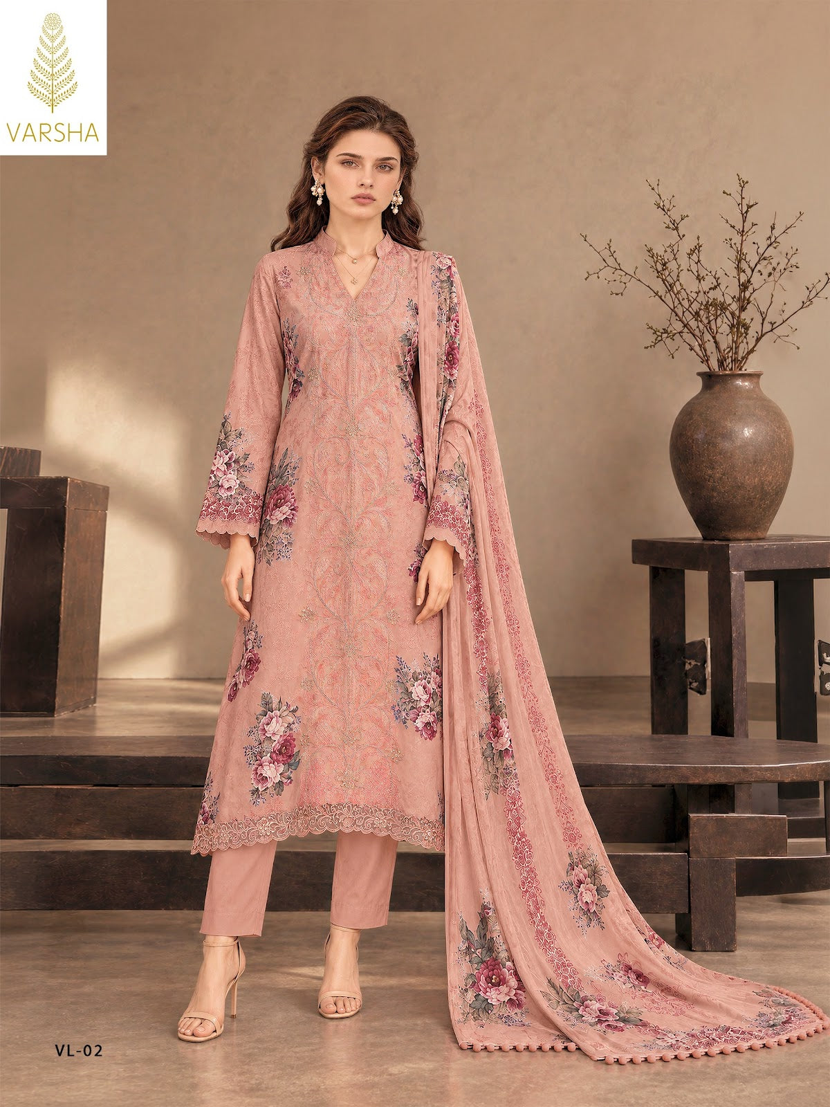 Valencia Varshaa Viscose Pashmina Suits Supplier Gujarat