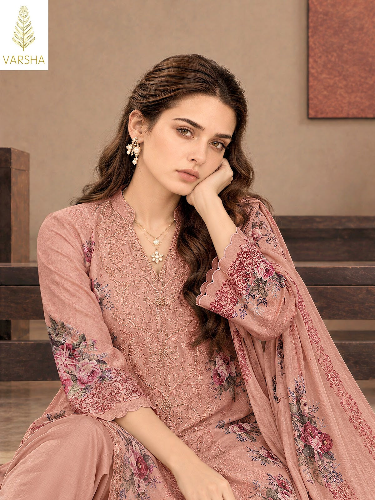 Valencia Varshaa Viscose Pashmina Suits Supplier Gujarat