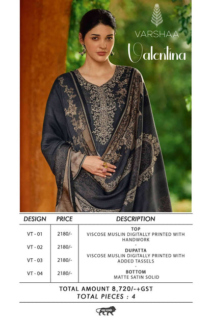 Valentina Varshaa Viscose Muslin Pant Style Suits Supplier Ahmedabad
