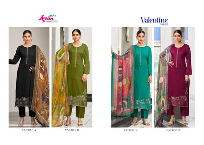Valentine Vol 2 Avon Trendz Jam Satin Pant Style Suits Exporter Gujarat