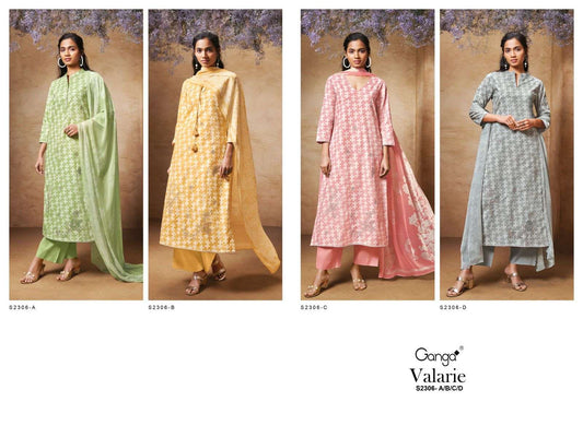 Valerie 2306 Ganga Premium Cotton Plazzo Style Suits Supplier Gujarat